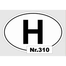 Matrica H kicsi ovál fekete-fehér