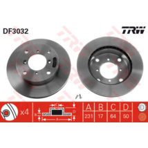 TRW - DF3032 - Féktárcsa első