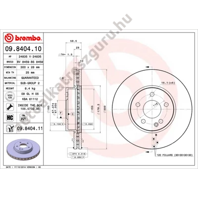 Brembo - 09.8404.11 - Féktárcsa első