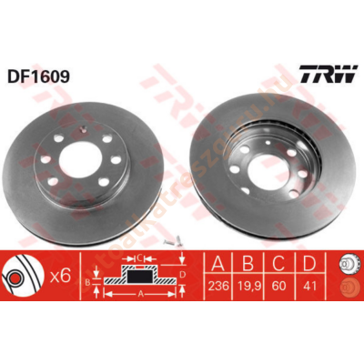 TRW - DF1609 - Féktárcsa első