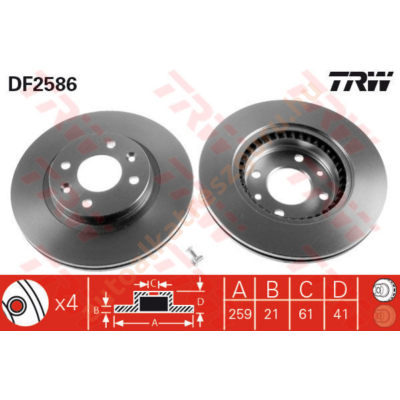 TRW - DF2586 - Féktárcsa első