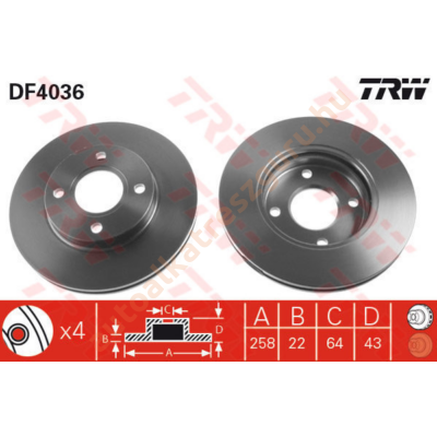 TRW - DF4036 - Féktárcsa első